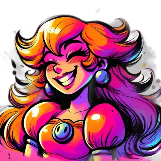 hair, cartoon, comic book art, pixel art, concept art, neon, colorful, female transparent PNG cut-out