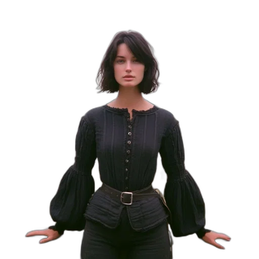 jacket, dress, staff, robot, concept art, 3d render, woman, stands transparent PNG cut-out