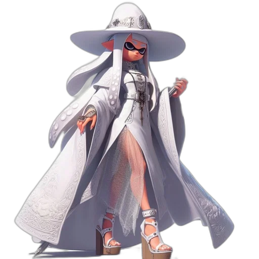 dress, hat, staff, jacket, concept art, fantasy art, 3d render, pixel art transparent PNG cut-out