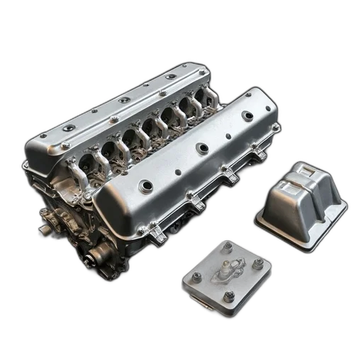 car, silver, engine, part, lying, black, carpeted, floor transparent PNG cut-out