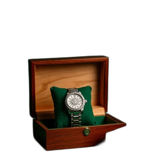 jewelry, furniture, 3d render, green, silver, wristwatch, diamond-studded, face transparent PNG cut-out