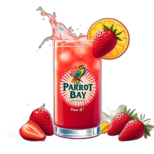 colorful, illustration, strawberry, margarita, cocktail, splash, effect, surrounded transparent PNG cut-out