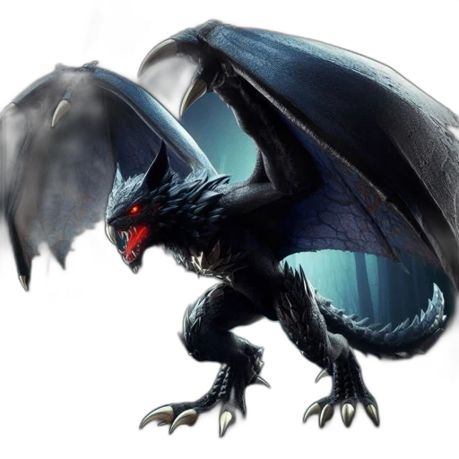 dragon, creature, animal, concept art, fantasy art, 3d render, pixel art, dark transparent PNG cut-out