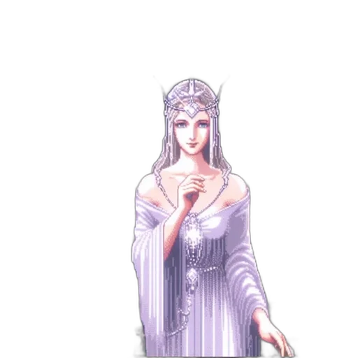 dress, staff, crown, sword, pixel art, fantasy art, concept art, watercolor transparent PNG cut-out