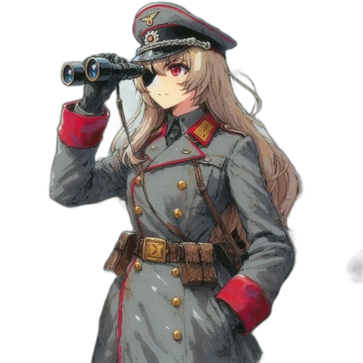 weapon, staff, hat, jacket, anime, concept art, pixel art, cartoon transparent PNG cut-out