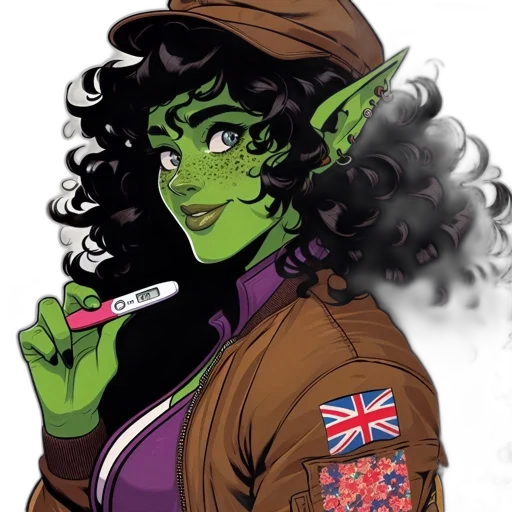 staff, comic book art, cartoon, fantasy art, concept art, anthropomorphic, creature, green transparent PNG cut-out