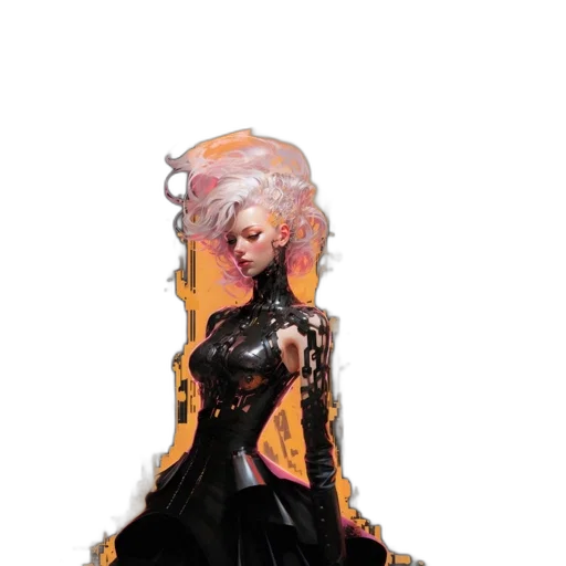 dress, jacket, staff, hair, concept art, fantasy art, pixel art, 3d render transparent PNG cut-out