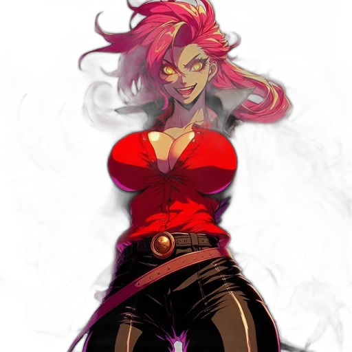 dress, staff, concept art, fantasy art, comic book art, cyberpunk, fire, neon lights transparent PNG cut-out