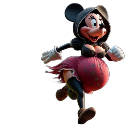 3d render, concept art, photorealistic, animated, minnie, mouse, figure, flees transparent PNG cut-out