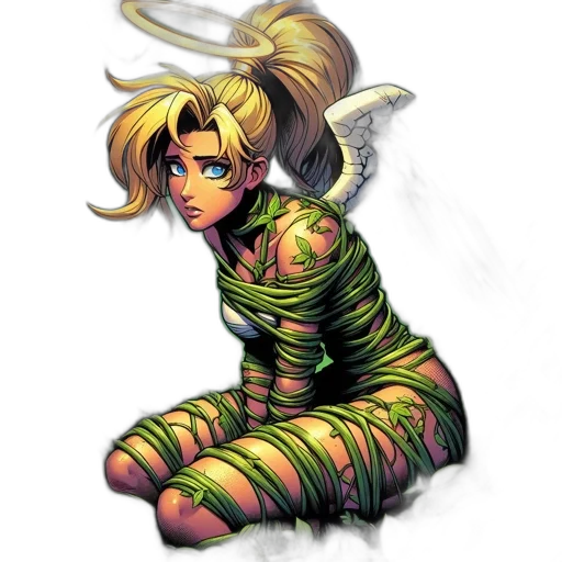 dress, staff, fantasy art, concept art, pixel art, comic book art, green, earth tones transparent PNG cut-out
