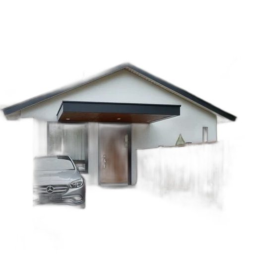 building, car, furniture, umbrella, 3d render, concept art, photorealistic, fog transparent PNG cut-out