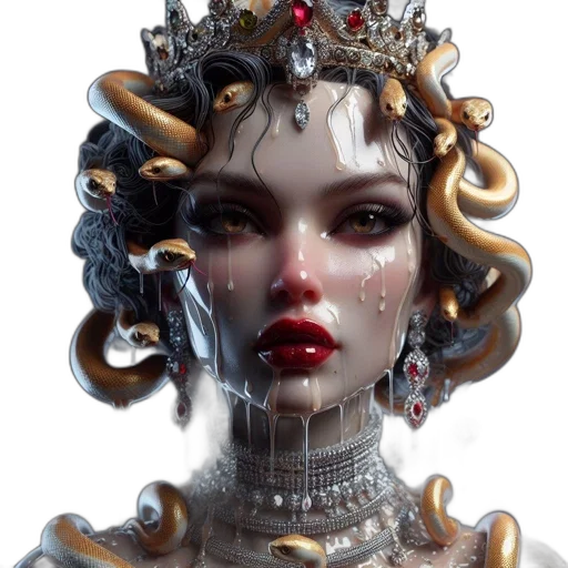 crown, jewelry, robot, face, fantasy art, concept art, photorealistic, 3d render transparent PNG cut-out