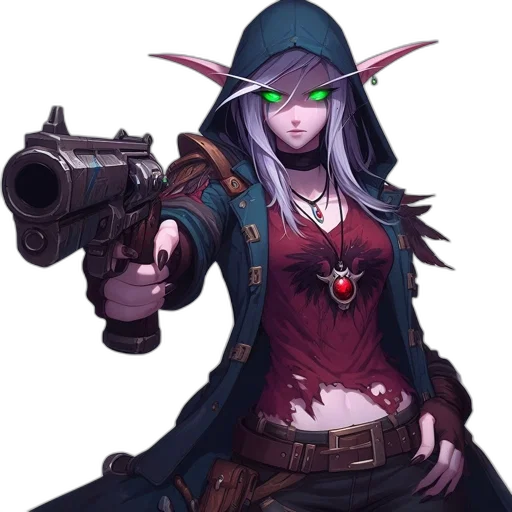 weapon, staff, concept art, pixel art, cyberpunk, fantasy art, elfin, female transparent PNG cut-out