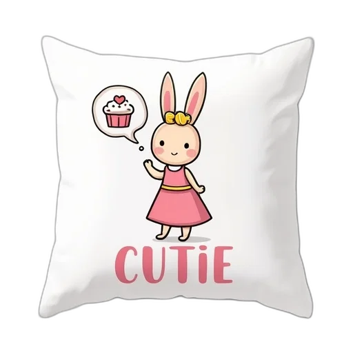 cartoon, anime, photorealistic, white, pillow, character, rabbit, girl transparent PNG cut-out