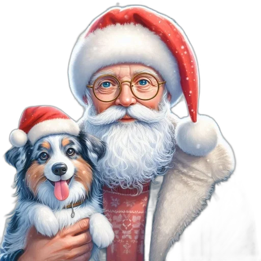 photorealistic, cartoon, oil painting, concept art, elderly, man, santa, hat transparent PNG cut-out