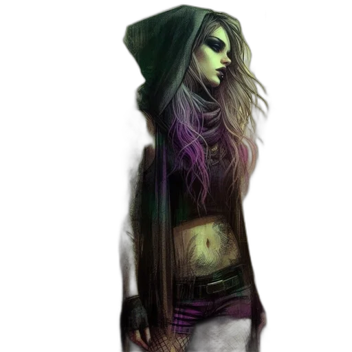 jacket, mask, dress, face, concept art, fantasy art, cyberpunk, pixel art transparent PNG cut-out