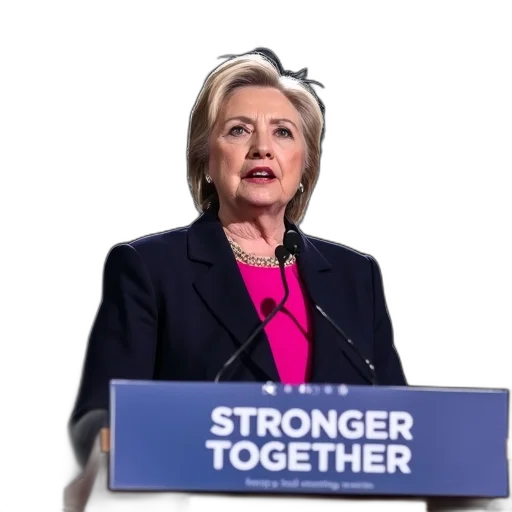 close-up, image, hillary, clinton, giving, speech, podium, wearing transparent PNG cut-out