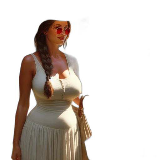 dress, staff, jewelry, 3d render, concept art, photorealistic, beach, woman transparent PNG cut-out
