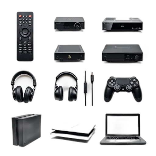 3d render, concept art, monochrome, collection, various, electronic, devices, displayed transparent PNG cut-out