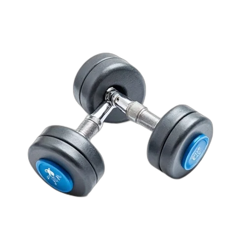 jewelry, set, dumbbells, metallic, finish, blue, accents, handles transparent PNG cut-out