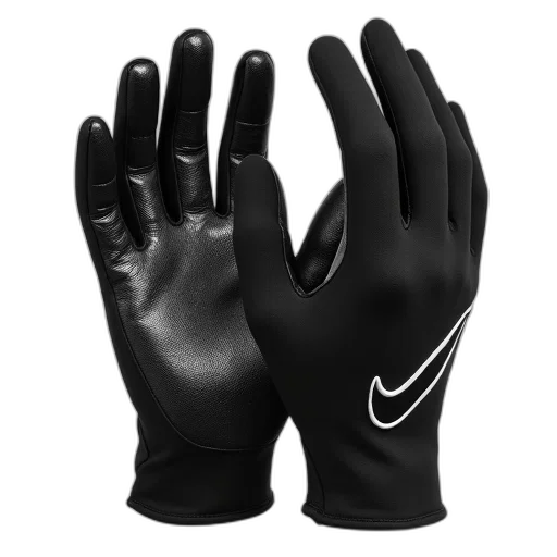pair, black, gloves, textured, palm, white, nike, swoosh transparent PNG cut-out