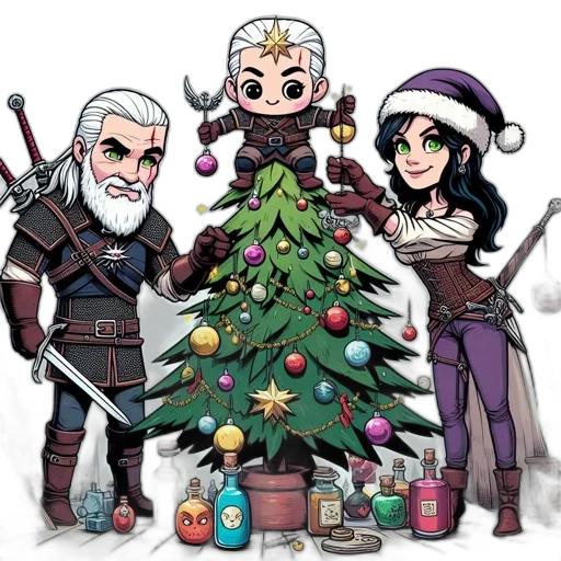 fantasy art, concept art, comic book art, pixel art, three, animated, characters, surround transparent PNG cut-out