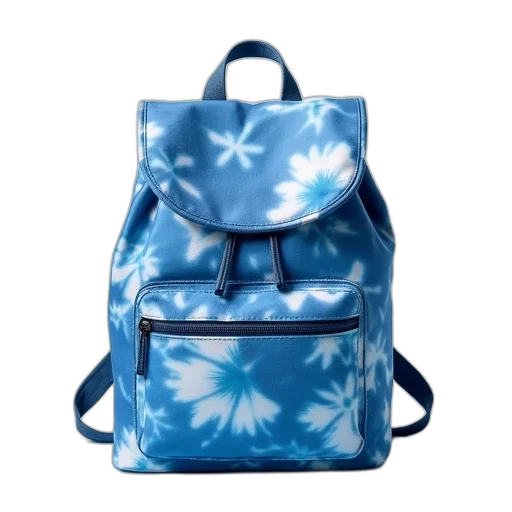 3d render, photorealistic, blue, collection, backpack, tie, dye transparent PNG cut-out