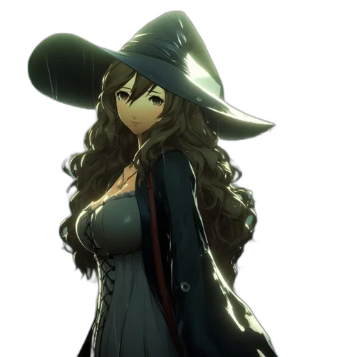 hat, dress, staff, mask, fantasy art, concept art, pixel art, anime transparent PNG cut-out