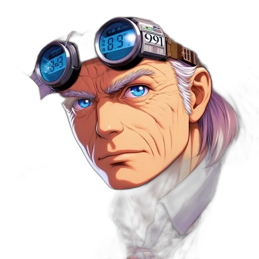 face, staff, robot, mask, concept art, cyberpunk, comic book art, anime transparent PNG cut-out