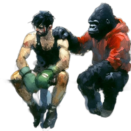 animal, concept art, comic book art, photorealistic, pixel art, red, two, individuals transparent PNG cut-out