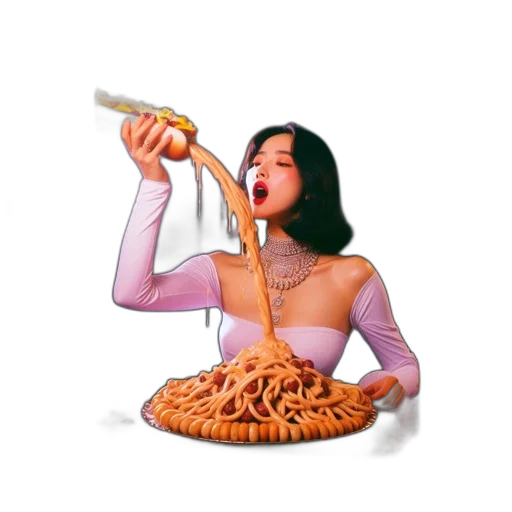 food, creature, animal, dress, vaporwave, pixel art, concept art, 3d render transparent PNG cut-out
