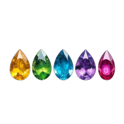 jewelry, crown, 3d render, colorful, row, gemstones, displayed, against transparent PNG cut-out