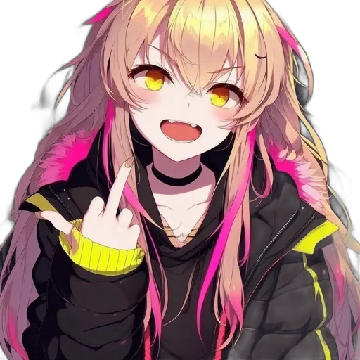jacket, staff, weapon, face, cyberpunk, anime, pixel art, vaporwave transparent PNG cut-out