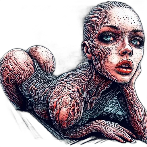creature, hair, animal, fantasy art, comic book art, concept art, photorealistic, underwater transparent PNG cut-out