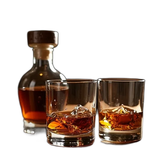 bottle, 3d render, macphail, collection, highland, whisky, glasses, set transparent PNG cut-out