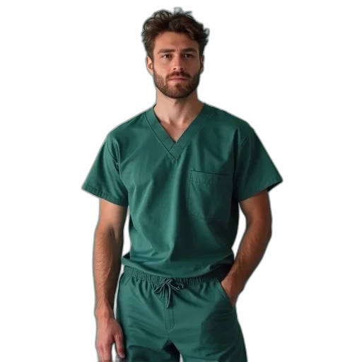 staff, green, attractive, male transparent PNG cut-out