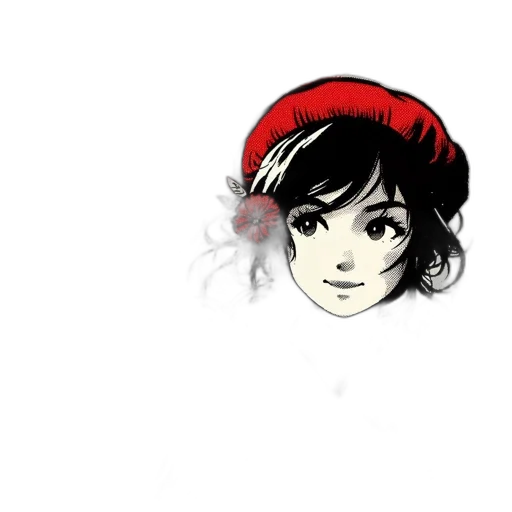 hat, crown, face, flower, pixel art, anime, cartoon, concept art transparent PNG cut-out