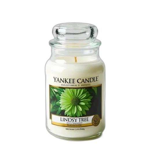 yankee, candle, jar, clear, glass, lid, label, featuring transparent PNG cut-out