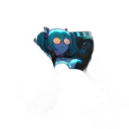 mask, robot, weapon, jewelry, concept art, 3d render, anime, vaporwave transparent PNG cut-out