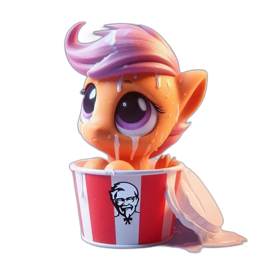 food, creature, 3d render, vaporwave, concept art, toy, pony, figurine transparent PNG cut-out