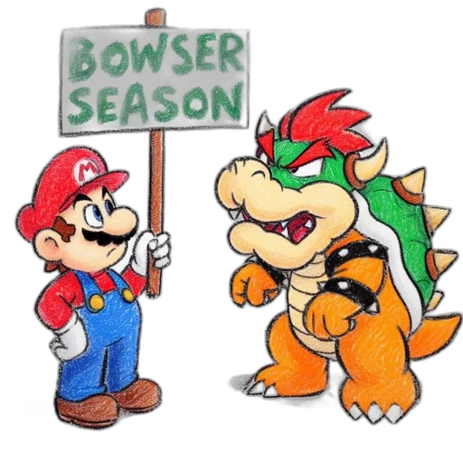 dragon, crown, concept art, cartoon, pixel art, watercolor, fire, mario transparent PNG cut-out