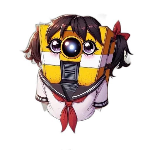 mask, robot, staff, weapon, anime, pixel art, concept art, cyberpunk transparent PNG cut-out