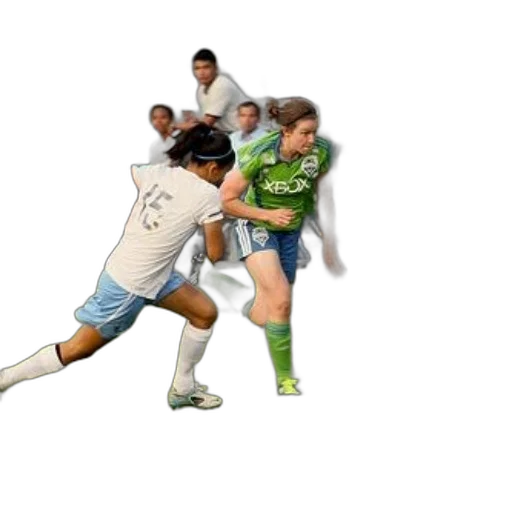 photorealistic, two, female, soccer, players, action, field, one transparent PNG cut-out