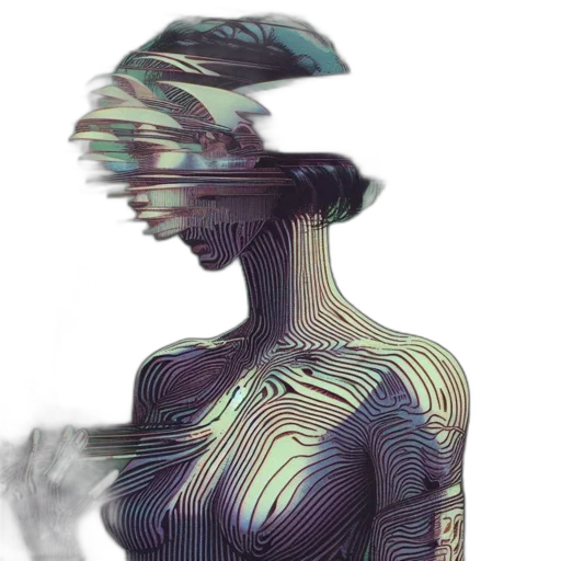 dress, mask, robot, face, cyberpunk, concept art, vaporwave, fantasy art transparent PNG cut-out