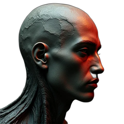 face, robot, mask, creature, 3d render, cyberpunk, photorealistic, concept art transparent PNG cut-out