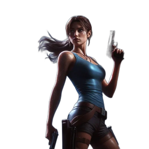 weapon, concept art, 3d render, comic book art, photorealistic, woman, casual, attire transparent PNG cut-out