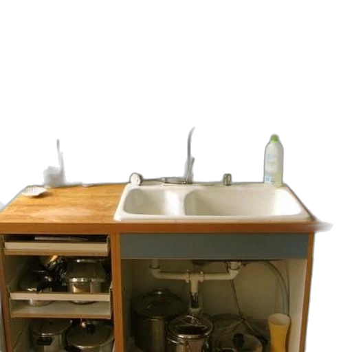 furniture, robot, weapon, kitchen, sink, wooden, countertop, featuring transparent PNG cut-out