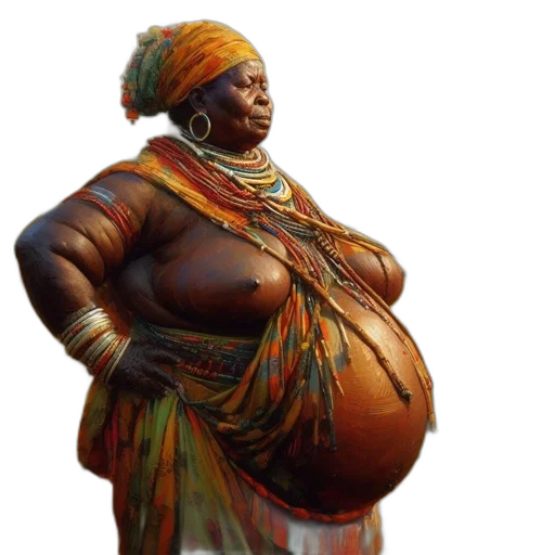 dress, jewelry, concept art, photorealistic, 3d render, earth tones, african, woman transparent PNG cut-out