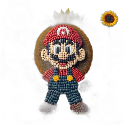 hat, pixel art, 3d render, concept art, creative, representation, mario, made transparent PNG cut-out