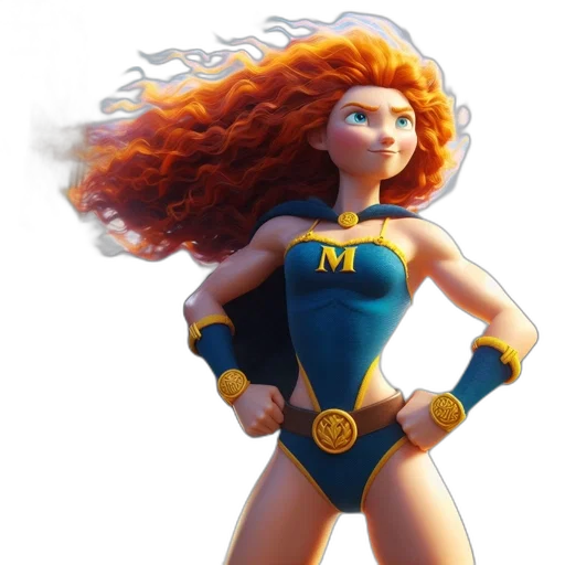 hair, comic book art, concept art, 3d render, fantasy art, animated, female, hero transparent PNG cut-out